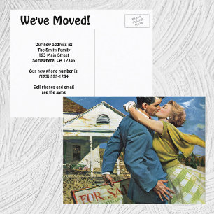 Liebe und Romantik im Vintage-Stil, Umzug bekannt Ankündigungspostkarte