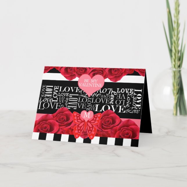 Liebe und Rose Blackboard-Stil Feiertagskarte (Vorderseite)