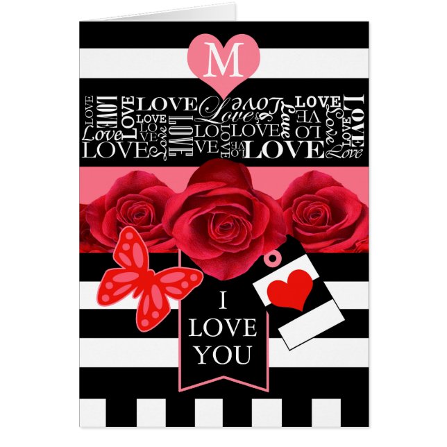 Liebe und Rose Blackboard Style Card (Vorne)