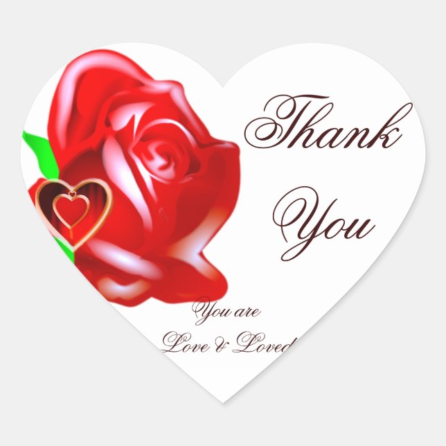 Liebe und Rose_ Herz-Aufkleber (Vorderseite)