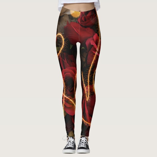 Liebe und Rose Leggings (Vorderseite)