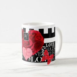 Liebe und Rose Tasse im Blackboard-Stil
