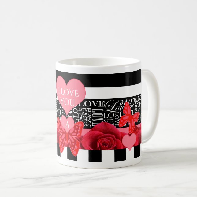 Liebe und Rose Tasse im Blackboard-Stil (VorderseiteRechts)