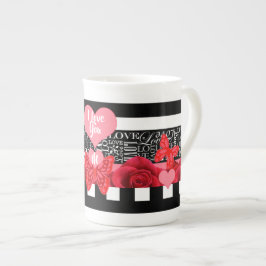 Liebe und Rose Tasse im Blackboard-Stil