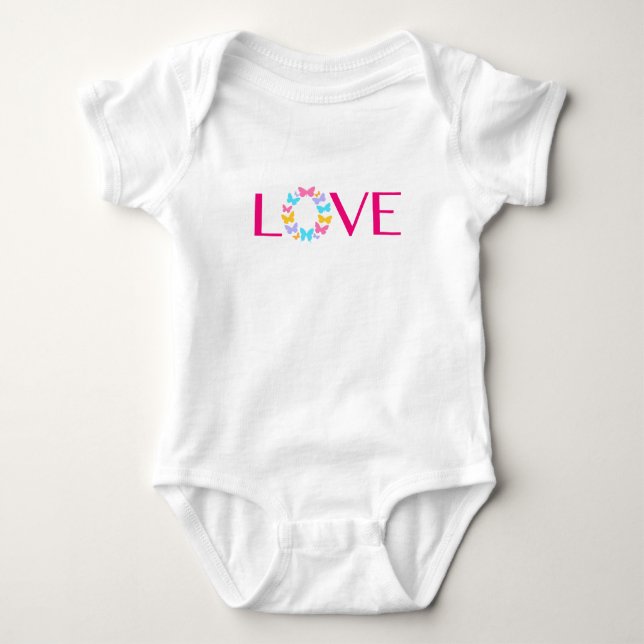 Liebe und Schmetterlinge Baby Bodysuit Strampler (Vorderseite)