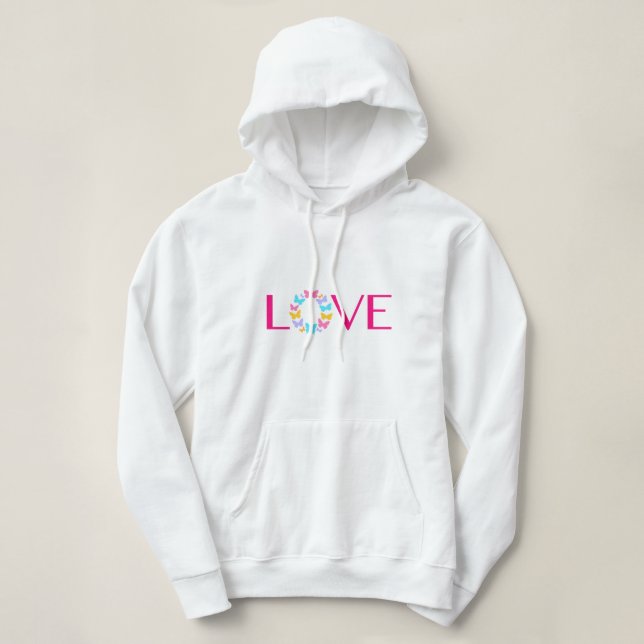 Liebe und Schmetterlinge Hoodie (Design vorne)