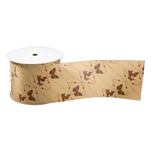 Liebe und Schmetterlinge in Orange Satinband