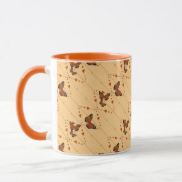 Liebe und Schmetterlinge in orangefarbener Version Tasse