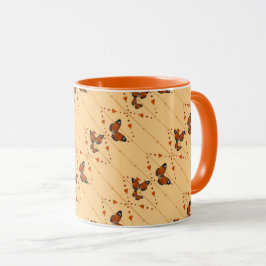 Liebe und Schmetterlinge in orangefarbener Version Tasse