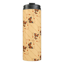 Liebe und Schmetterlinge in orangefarbener Version Thermosbecher