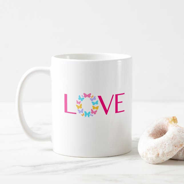 Liebe und Schmetterlinge Kaffee Tasse (Mit Donut)