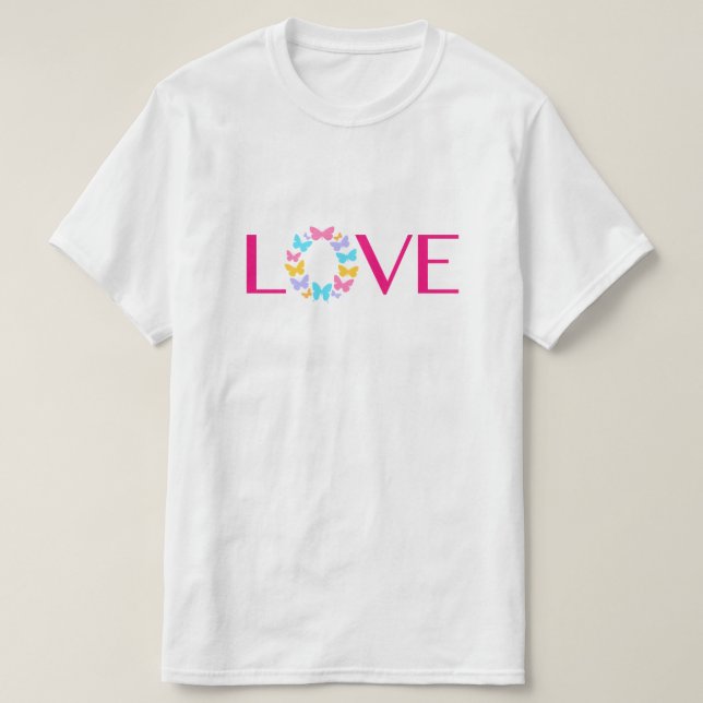 Liebe und Schmetterlinge T - Shirt (Design vorne)