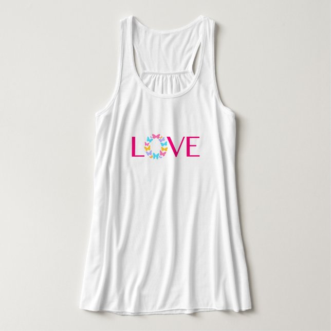 Liebe und Schmetterlinge Tank Top (Design Vorderseite)