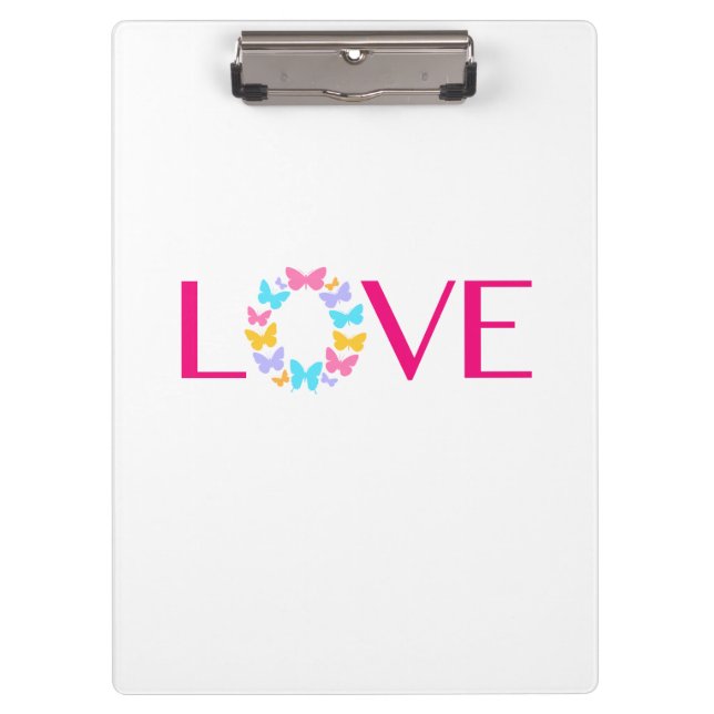 Liebe und Schmetterlingsunterlage Klemmbrett (Vorderseite)