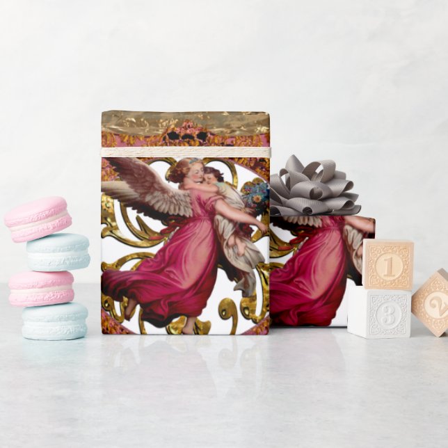 Liebe und Schutz in den Armen eines Engels Geschenkpapier (Babyparty)