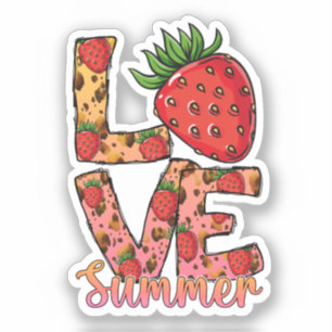 Liebe und Sommer Rosa und Braun Fresh Strawber Aufkleber