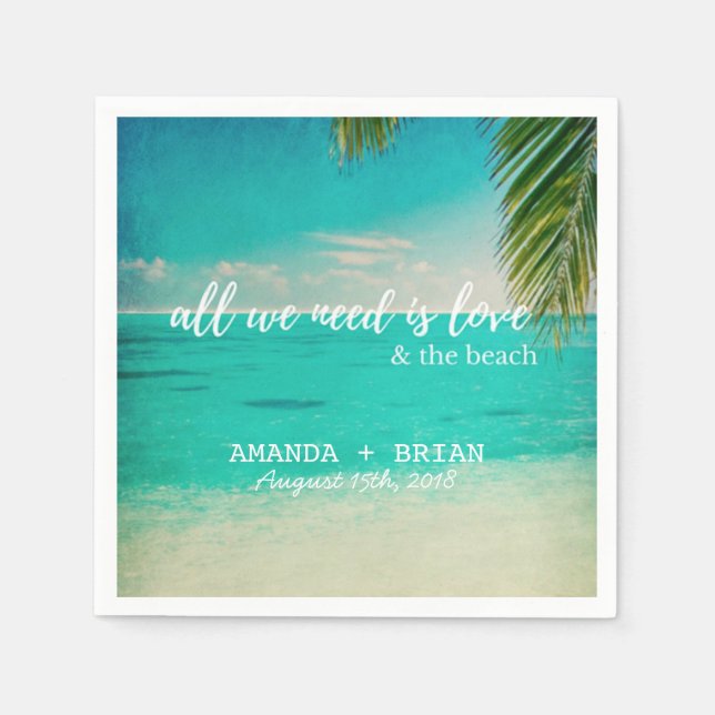 Liebe und Strand Hochzeiten von Napkins Serviette (Vorderseite)