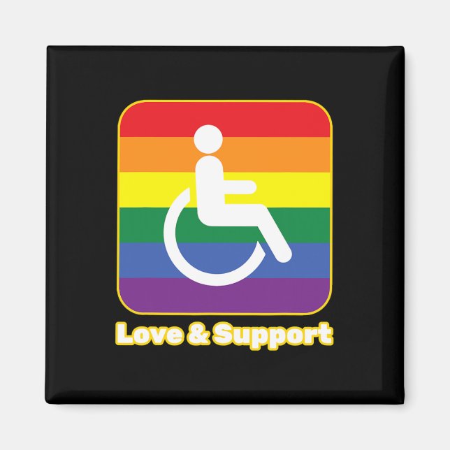Liebe und Unterstützung von Regenbogenmenschen mit Magnet (Vorne)