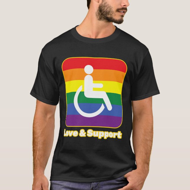 Liebe und Unterstützung von Regenbogenmenschen mit T-Shirt (Vorderseite)