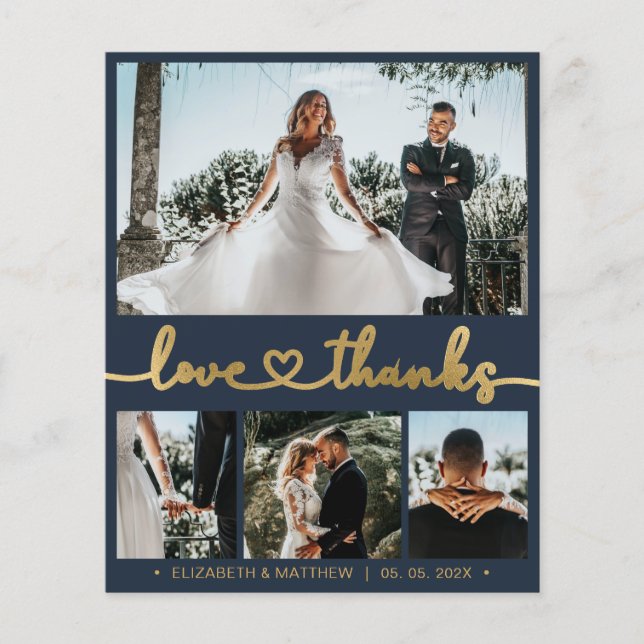 Liebe und vielen Dank 4 Foto Collage Wedding Viele Flyer (Vorne)