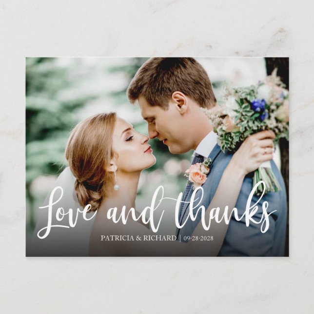 Liebe und vielen Dank an das elegante Foto Wedding Postkarte (Vorderseite)