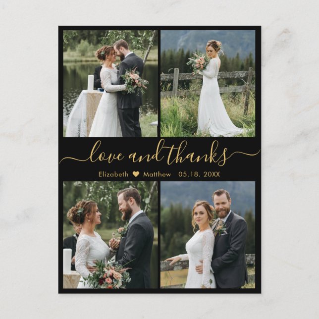 Liebe und vielen Dank an Fotocollage Wedding Danke Postkarte (Vorderseite)