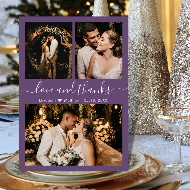 Liebe und vielen Dank an Mauve Foto Collage Vielen Dankeskarte (Von Creator hochgeladen)