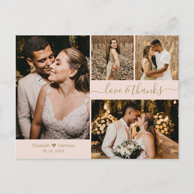 Liebe und vielen Dank an Pink und Gold Wedding Vie Postkarte (Vorderseite)