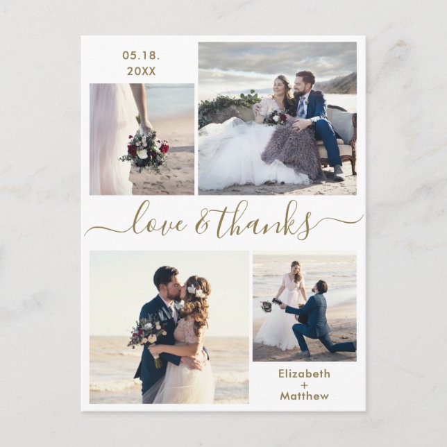 Liebe und vielen Dank an Script 4 Foto Wedding Vie Postkarte (Vorderseite)