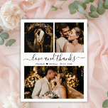 Liebe und vielen Dank an Script Wedding Foto Viele Flyer<br><div class="desc">Budget, Elegante, Minimalistische Hand Lettered Foto Collage Wedding Vielen Dank personalisiert erschwinglichen Low Budget Flyer. Stilvolle Hochzeit danke Ihnen Papier Vorlage mit drei Foto auf der Vorderseite und ein Foto auf der Rückseite. Mit dem Text "Liebe und Dank" in einer Wirblen Hand geschrieben Typografie Skript-Schriftart in schwarz auf weißem Hintergrund....</div>