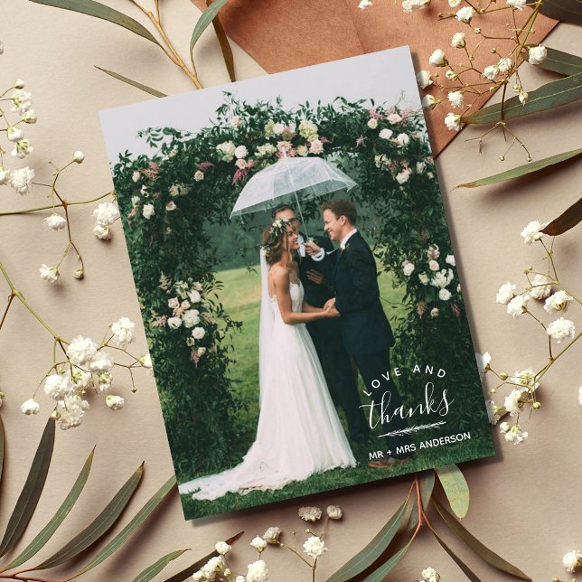 Liebe und vielen Dank Foto Wedding Vielen Dank Pos Postkarte (Love and Thanks Photo Wedding Thank You Postcard)