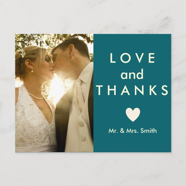 Liebe und vielen Dank Postkarte (Vorderseite)