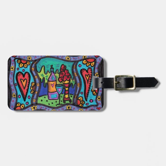 Liebe und Wein Gepäckanhänger (Vorderseite horizontal)