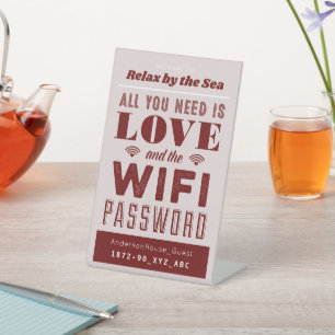 Liebe und WiFi-Zuhause-Netzwerk und Kennwort lösch Sockelschild