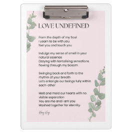 Liebe Undefinierte Gedichte Klemmbrett