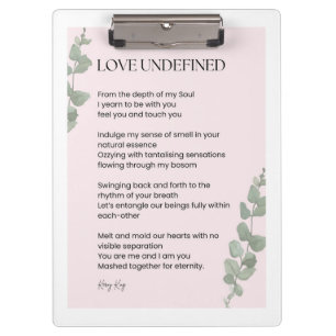 Liebe Undefinierte Gedichte Klemmbrett