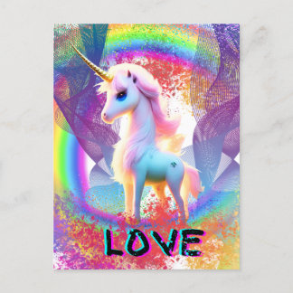 Liebe Unicorn Regenbogen Postkarte