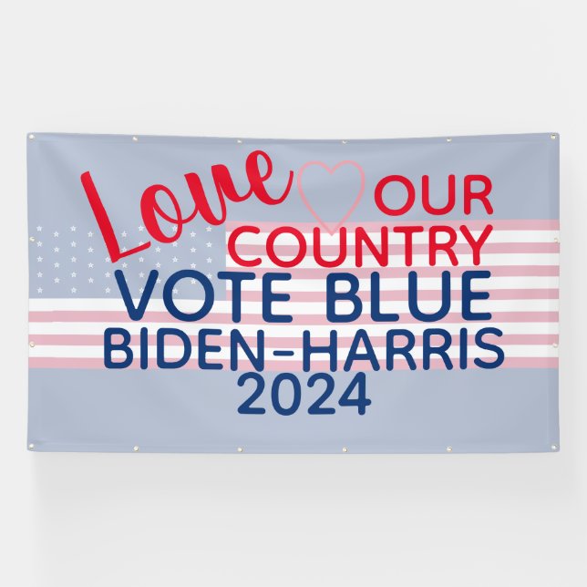 Liebe Unser Land Abstimmung Blue Biden-Harris 2024 Banner (Horizontal)