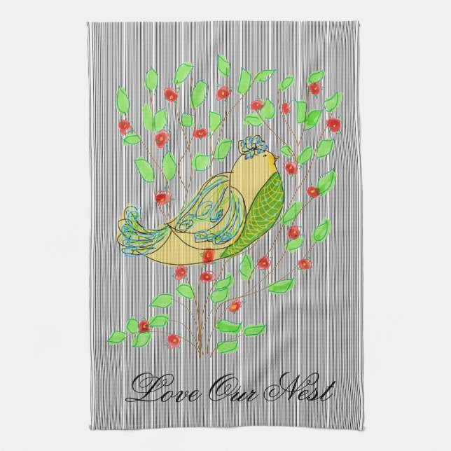 Liebe Unser Nest Black Pinstrick Designer Handtuch (Vertikal)