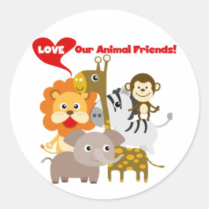 Liebe unsere Tierfreunde Runder Aufkleber