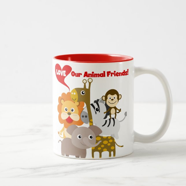 Liebe unsere Tierfreunde Zweifarbige Tasse (Rechts)