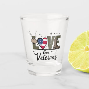 Liebe unseren Veteranentag Stolz Militärveterantag Schnapsglas