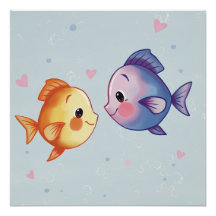 Liebe unter dem Meer – Süßes Wasserfarben-Fischpaa
