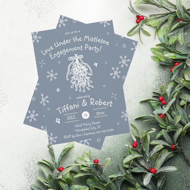 Liebe unter den Doodles der Mistletoengagierungspa Einladung (Von Creator hochgeladen)