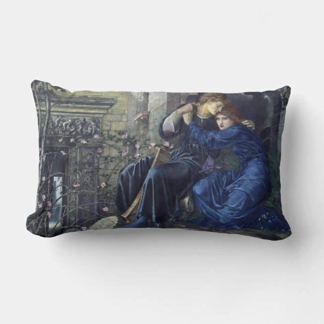 Liebe unter den Ruinen (von Edward Burne-Jones) Lendenkissen (Vorderseite)