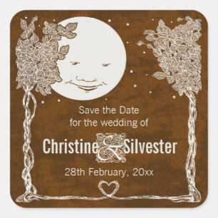 Liebe unter den Sternen, Save the Date. Quadratischer Aufkleber