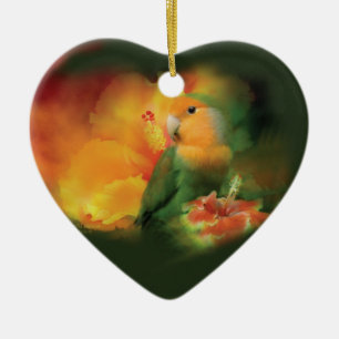 Liebe unter der Hibiskus-Herz-Verzierung Keramik Ornament