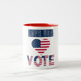 Liebe USA Abstimmung Zweifarbige Tasse