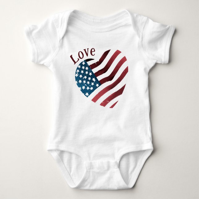 Liebe USA America Baby Jersey Bodysuit Baby Strampler (Vorderseite)