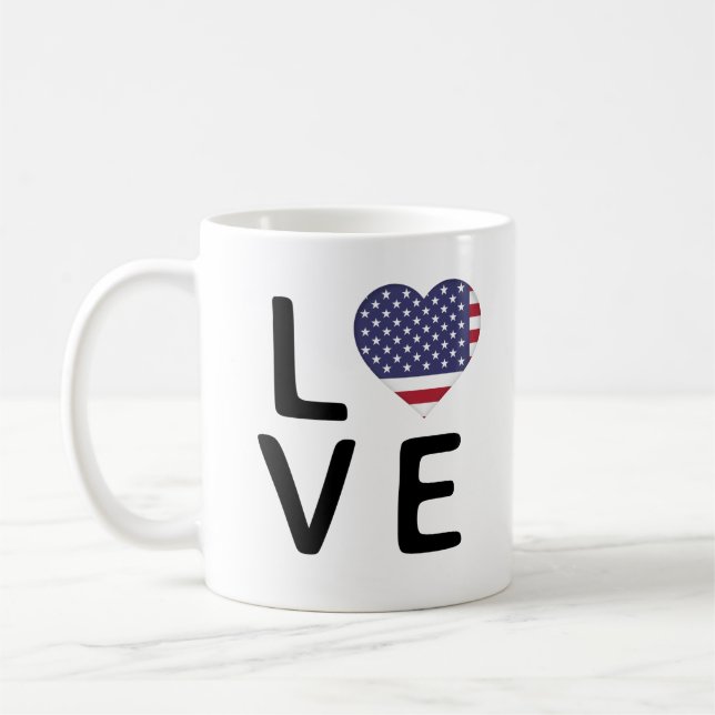 Liebe - USA-Flagge Kaffeetasse (Links)